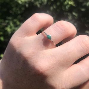 Vintage malachite & sterling silver ring 5.5